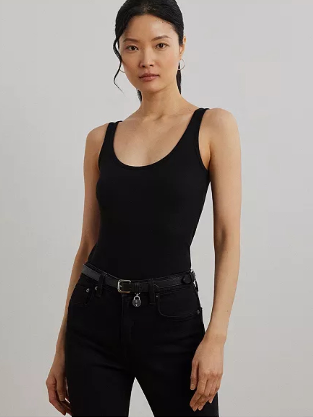 Nwt Lauren Ralph Lauren Women’s Black Stretch Tank Top Size Small